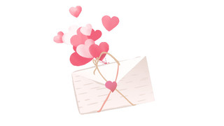 卡通信纸GIF动态图告白爱心气球元素简约素材飞行信封信纸情人节信封元素
